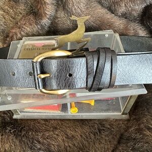 Tommy Hilfiger Black Leather Belt with Gold Buckle